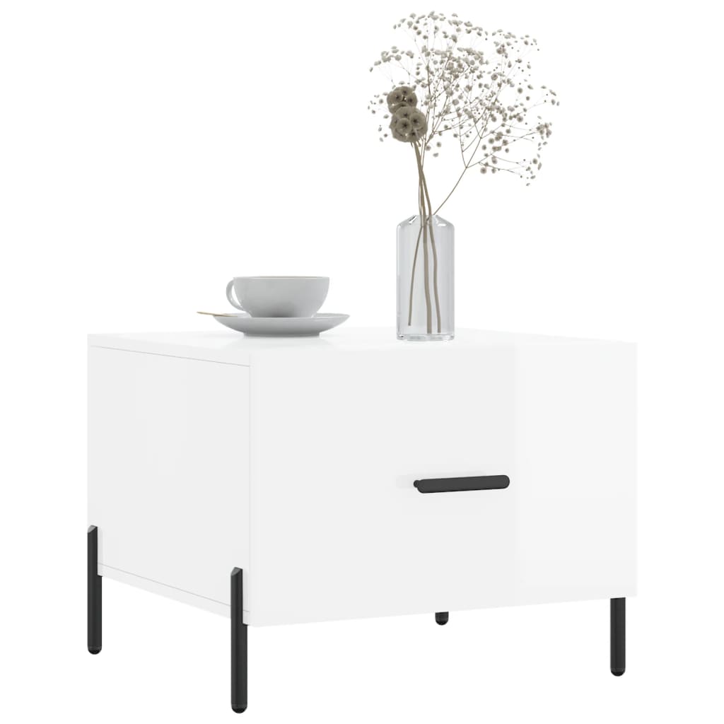 Tables basses 2 pcs blanc brillant 50x50x40cm bois d'ingénierie Tables basses vidaXL   