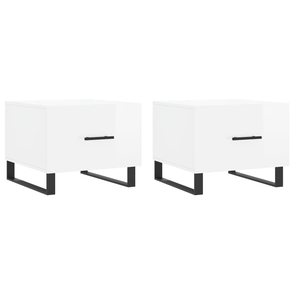 Tables basses 2 pcs blanc brillant 50x50x40cm bois d'ingénierie Tables basses vidaXL   