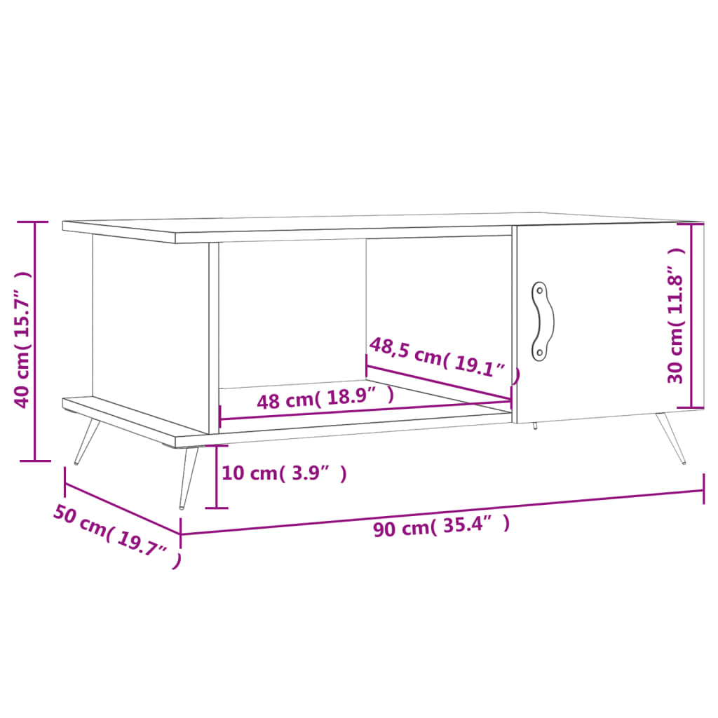 Table basse Blanc brillant 90x50x40 cm Bois d'ingénierie Tables basses vidaXL   