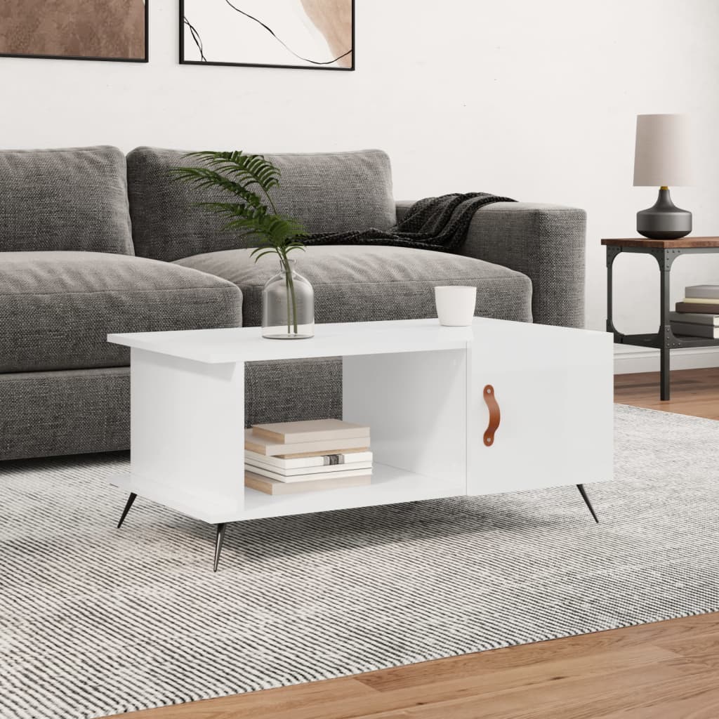 Table basse Blanc brillant 90x50x40 cm Bois d'ingénierie Tables basses vidaXL   