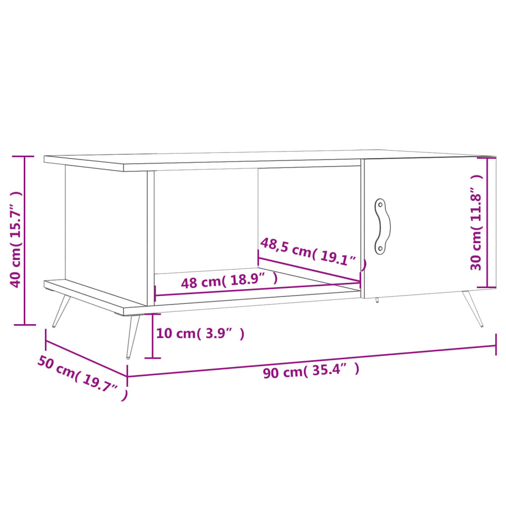 Table basse sonoma gris 90x50x40 cm bois d'ingénierie Tables basses vidaXL   