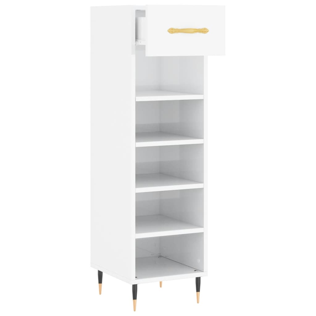 Armoire à chaussure Blanc brillant 30x35x105 cm Bois ingénierie Armoires & meubles de rangement vidaXL   