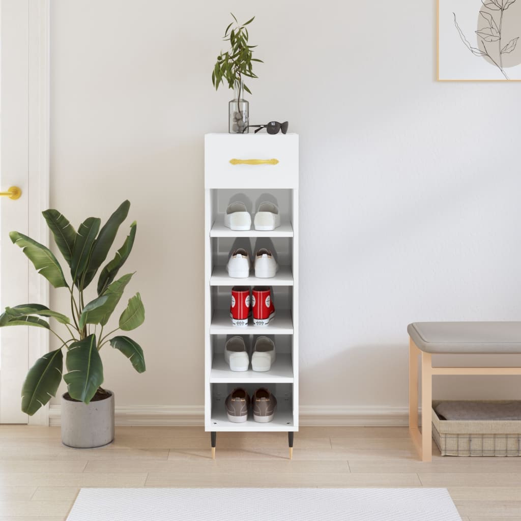 Armoire à chaussure Blanc brillant 30x35x105 cm Bois ingénierie Armoires & meubles de rangement vidaXL   