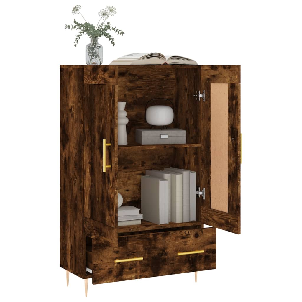 Buffet haut chêne fumé 69,5x31x115 cm bois d'ingénierie Buffets & bahuts vidaXL   