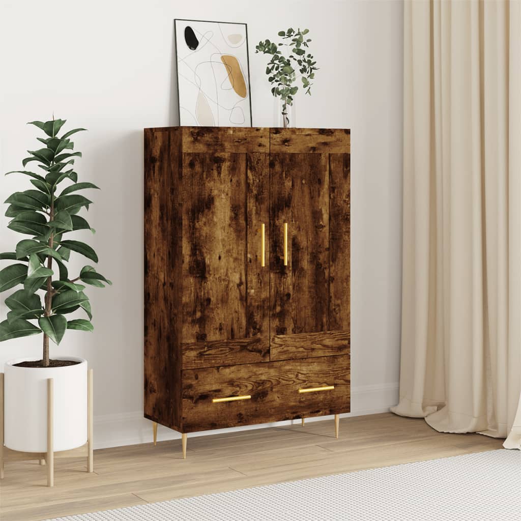 Buffet haut chêne fumé 69,5x31x115 cm bois d'ingénierie Buffets & bahuts vidaXL   