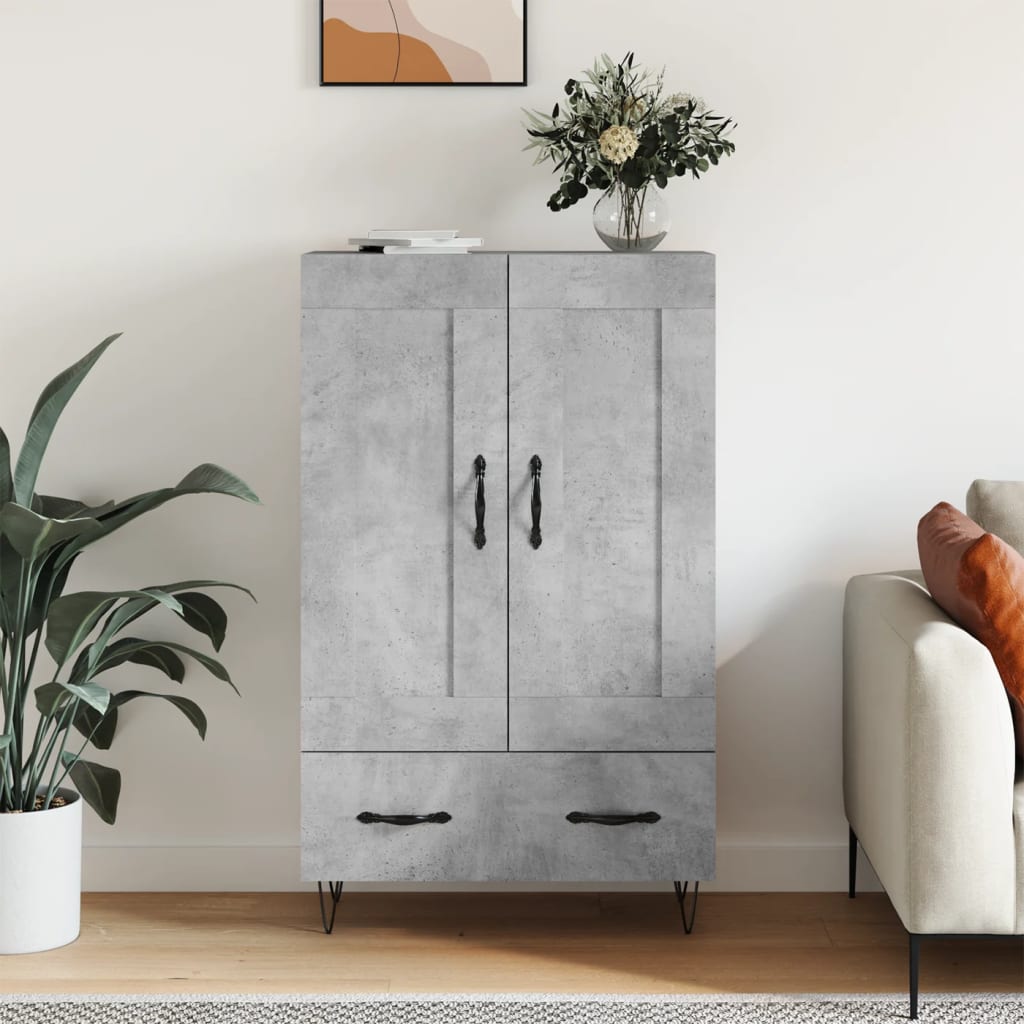 Buffet haut gris béton 69,5x31x115 cm bois d'ingénierie Buffets & bahuts vidaXL   