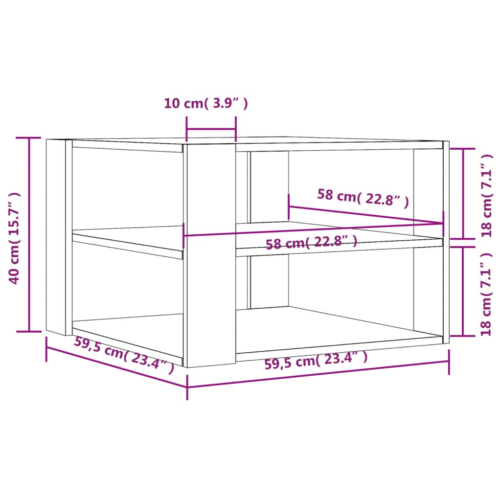 Table basse sonoma gris 59,5x59,5x40 cm bois d'ingénierie Tables basses vidaXL   