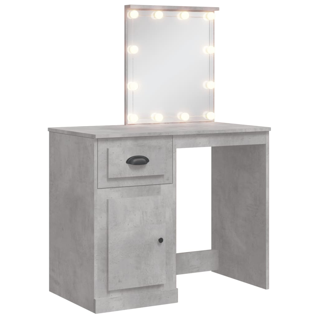 Coiffeuse avec lumières LED gris béton 90x42x132,5 cm Coiffeuses vidaXL   