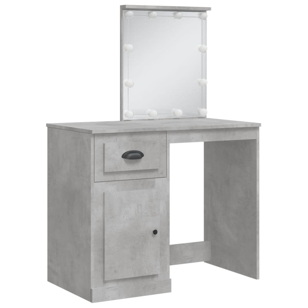 Coiffeuse avec lumières LED gris béton 90x42x132,5 cm Coiffeuses vidaXL   