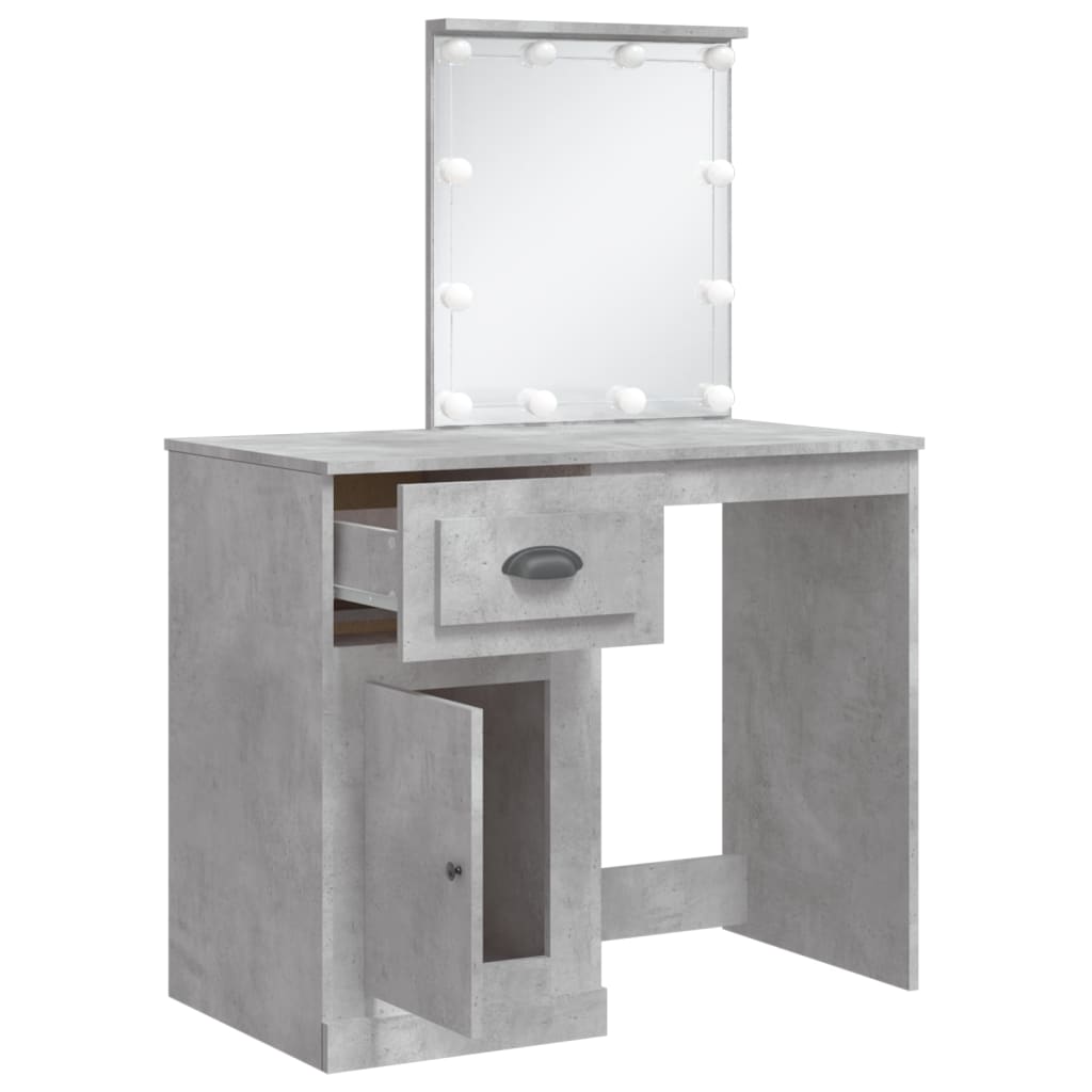 Coiffeuse avec lumières LED gris béton 90x42x132,5 cm Coiffeuses vidaXL   