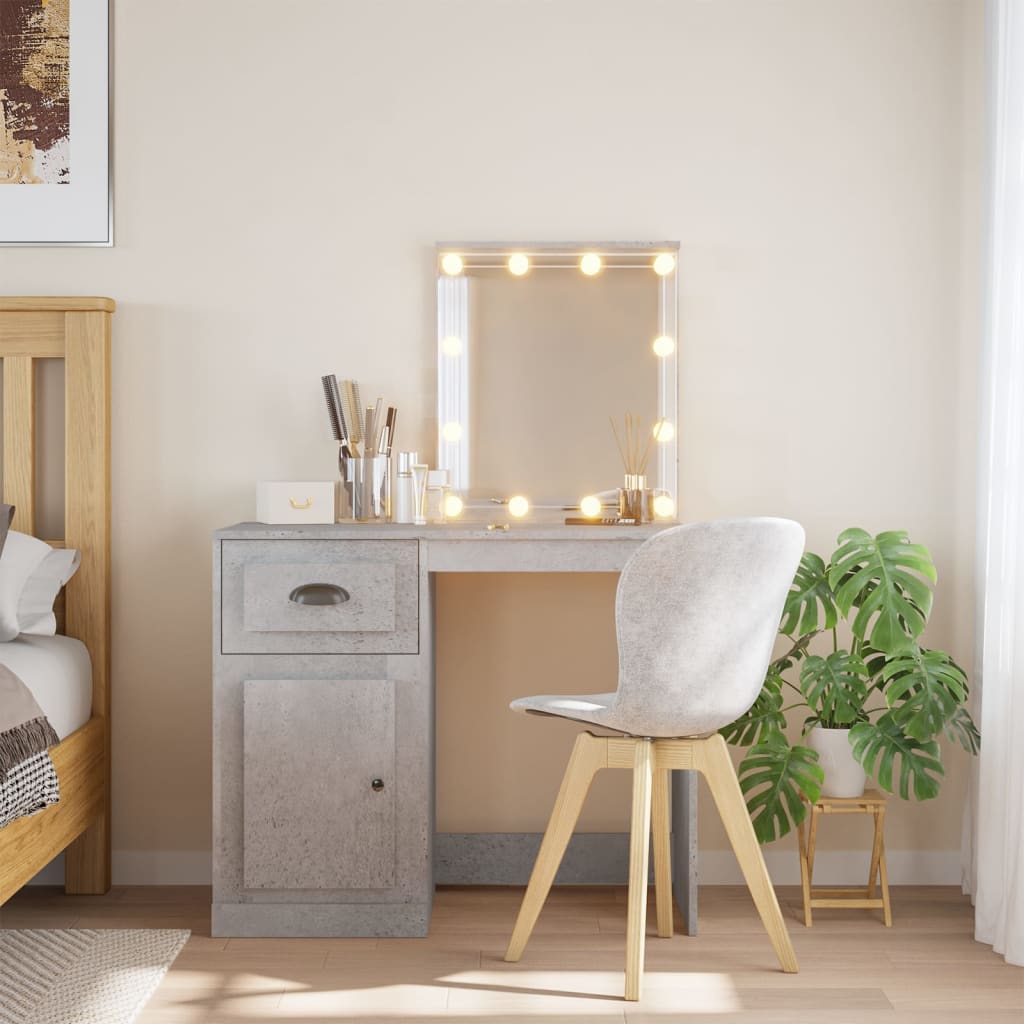 Coiffeuse avec lumières LED gris béton 90x42x132,5 cm Coiffeuses vidaXL   