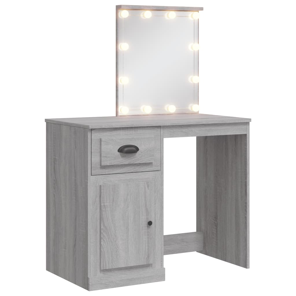 Coiffeuse avec lumières LED sonoma gris 90x42x132,5 cm Coiffeuses vidaXL   