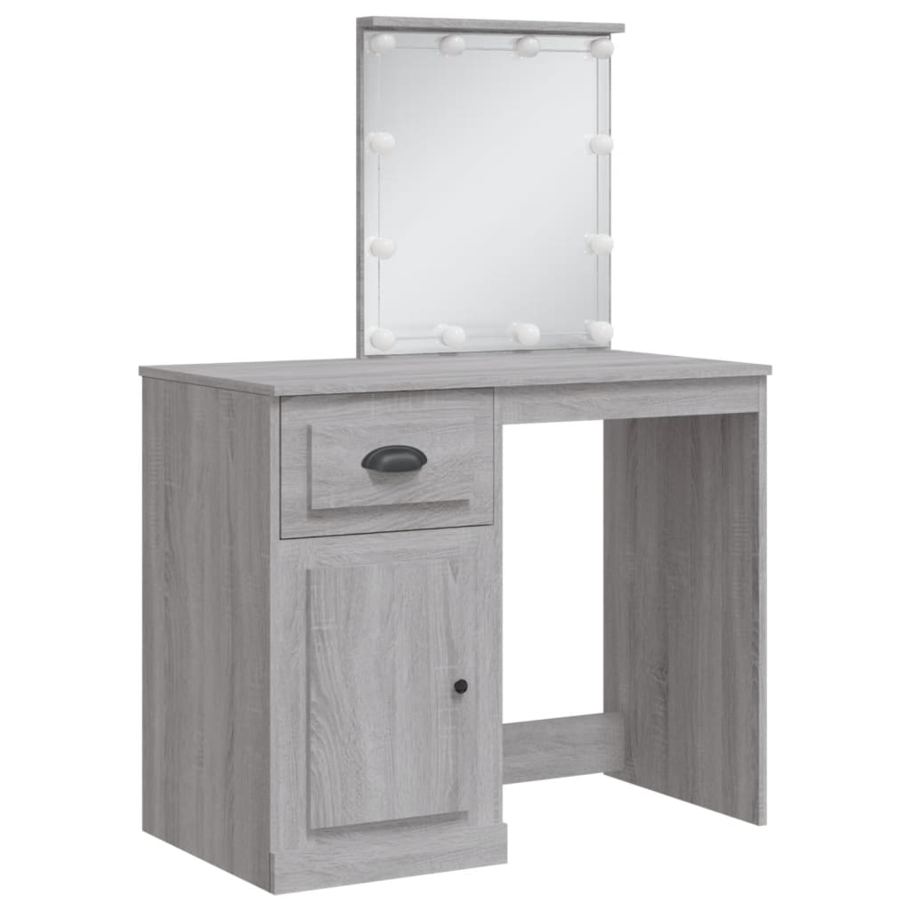 Coiffeuse avec lumières LED sonoma gris 90x42x132,5 cm Coiffeuses vidaXL   