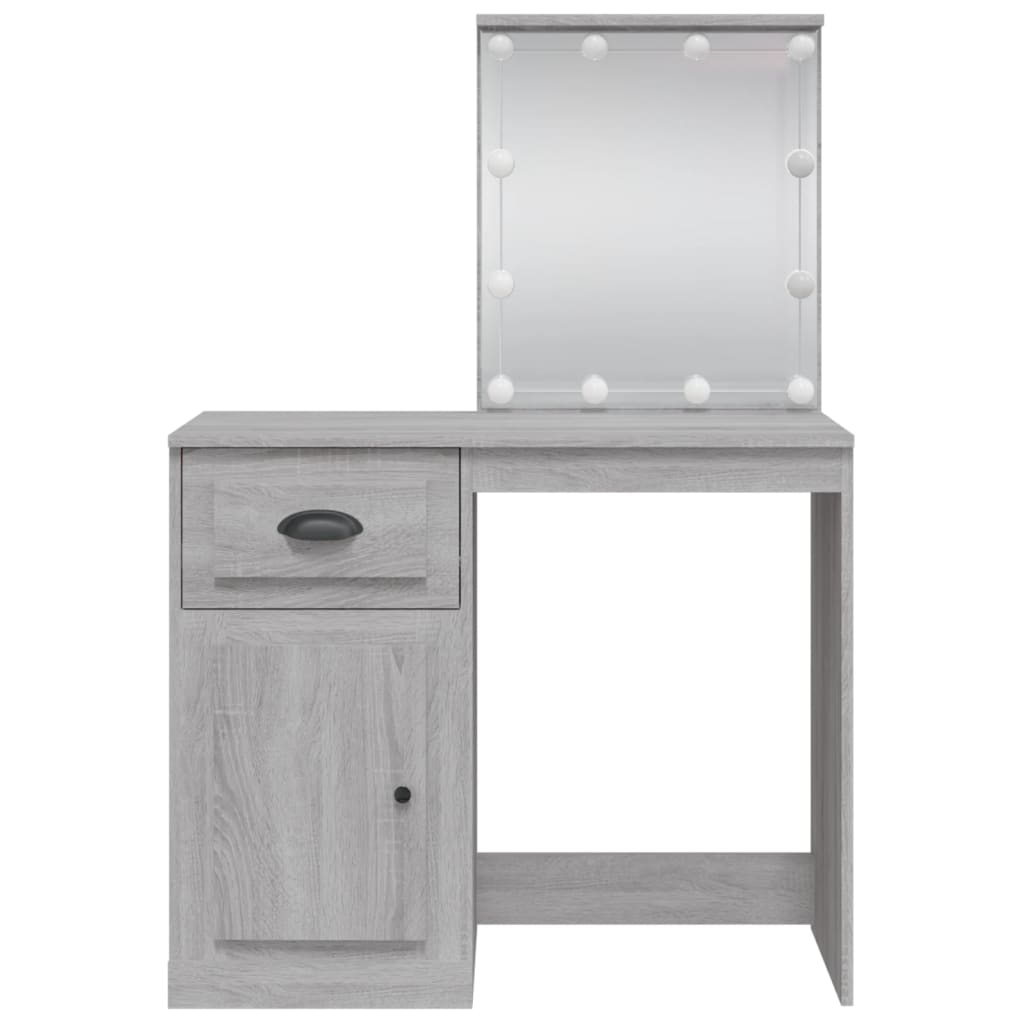 Coiffeuse avec lumières LED sonoma gris 90x42x132,5 cm Coiffeuses vidaXL   