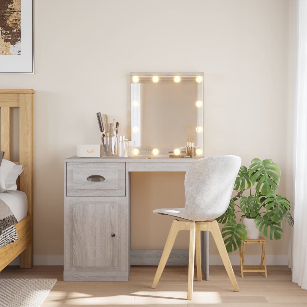 Coiffeuse avec lumières LED sonoma gris 90x42x132,5 cm Coiffeuses vidaXL   