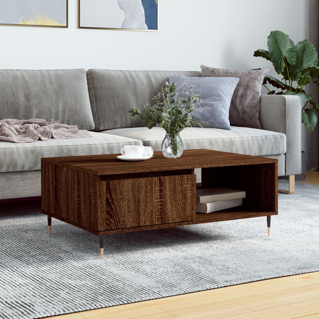 Table basse chêne marron 90x60x35 cm bois d'ingénierie Tables basses vidaXL   