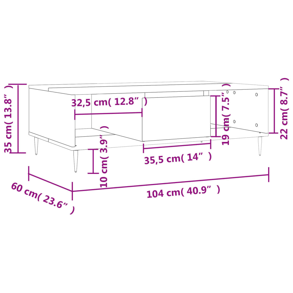 Table basse noir 104x60x35 cm bois d'ingénierie Tables basses vidaXL   