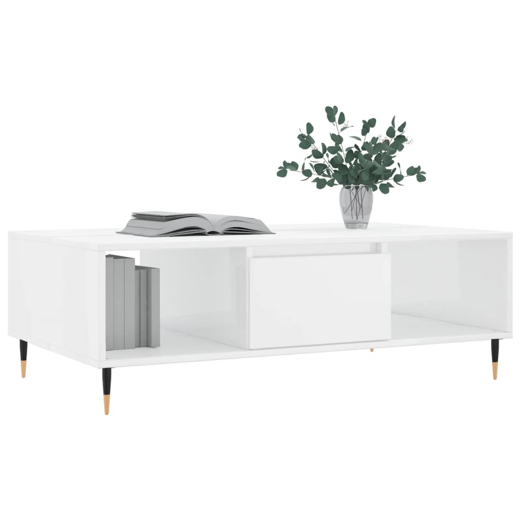 Table basse blanc brillant 104x60x35 cm bois d'ingénierie Tables basses vidaXL   