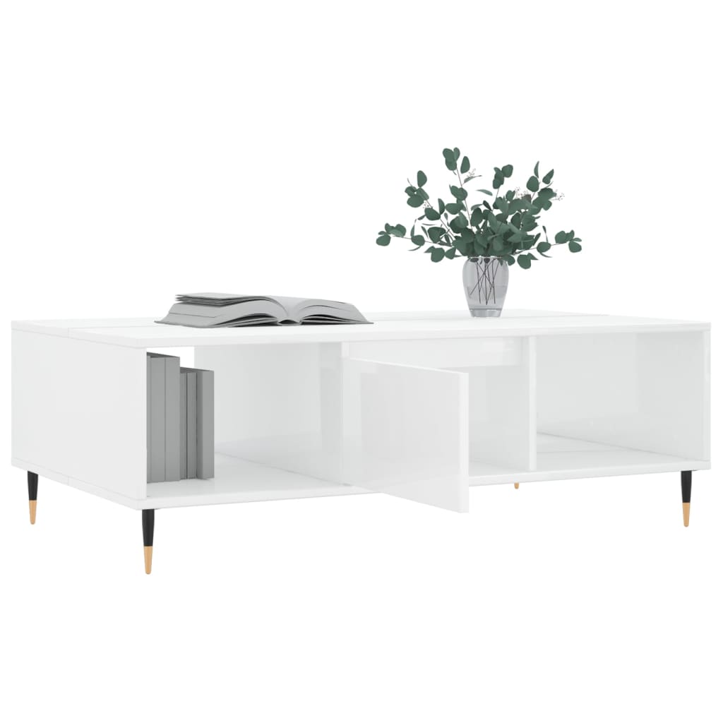 Table basse blanc brillant 104x60x35 cm bois d'ingénierie Tables basses vidaXL   