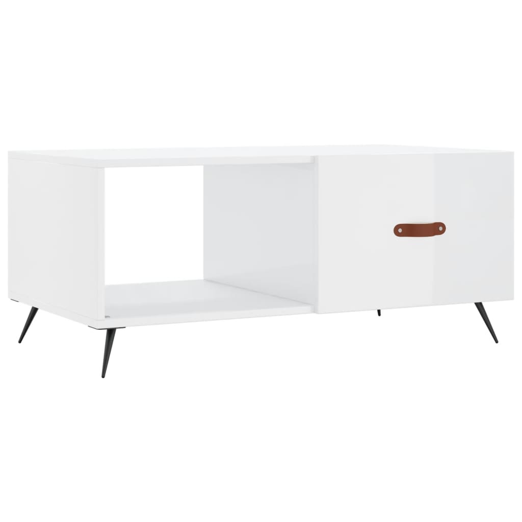 Table basse Blanc brillant 90x50x40 cm Bois d'ingénierie Tables basses vidaXL   