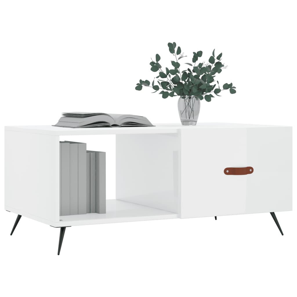 Table basse Blanc brillant 90x50x40 cm Bois d'ingénierie Tables basses vidaXL   