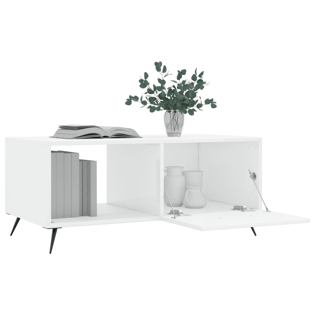 Table basse Blanc brillant 90x50x40 cm Bois d'ingénierie Tables basses vidaXL   