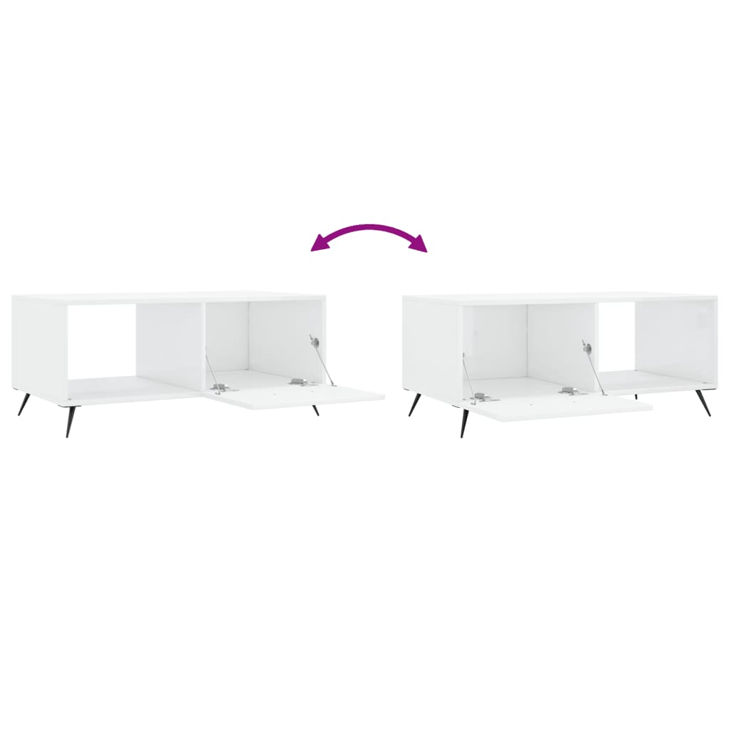 Table basse Blanc brillant 90x50x40 cm Bois d'ingénierie Tables basses vidaXL   
