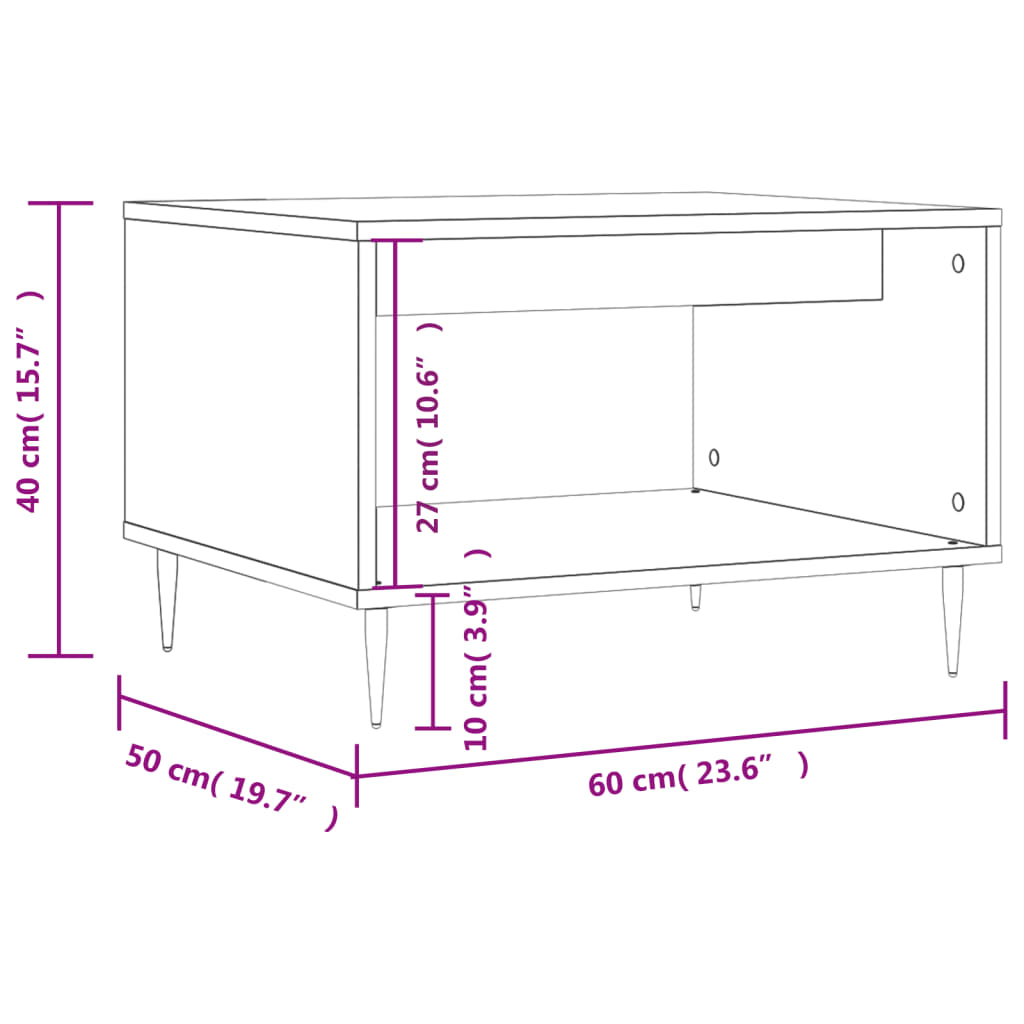 Table basse chêne marron 60x50x40 cm bois d'ingénierie Tables basses vidaXL   