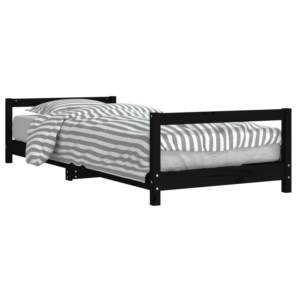 Cadre de lit pour enfants noir 80x200 cm bois de pin massif Lits bébés et enfants vidaXL   