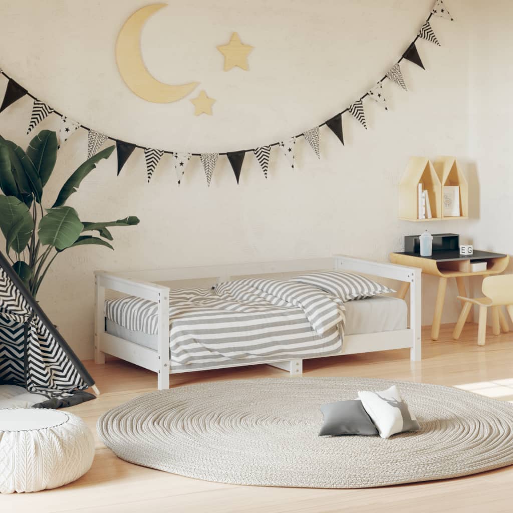 Cadre de lit pour enfant blanc 70x140 cm bois de pin massif Lits bébés et enfants vidaXL   