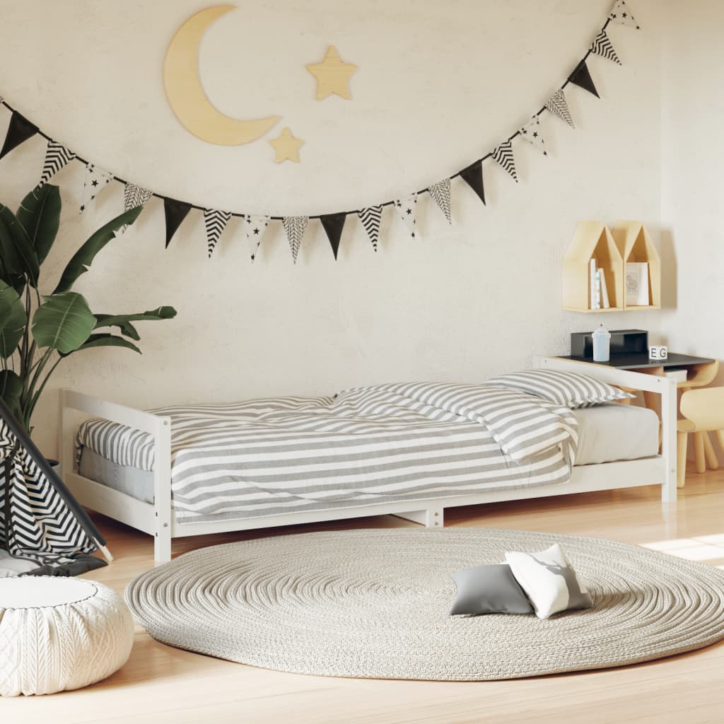 Cadre de lit pour enfants blanc 90x190 cm bois de pin massif Lits bébés et enfants vidaXL   