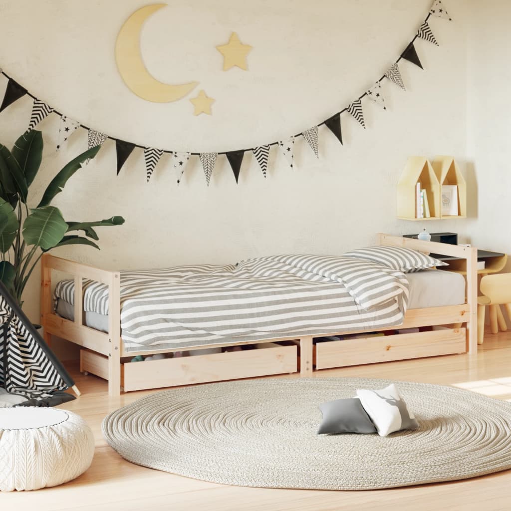Cadre de lit pour enfants gris 80x200 cm bois de pin massif Lits bébés et enfants vidaXL   