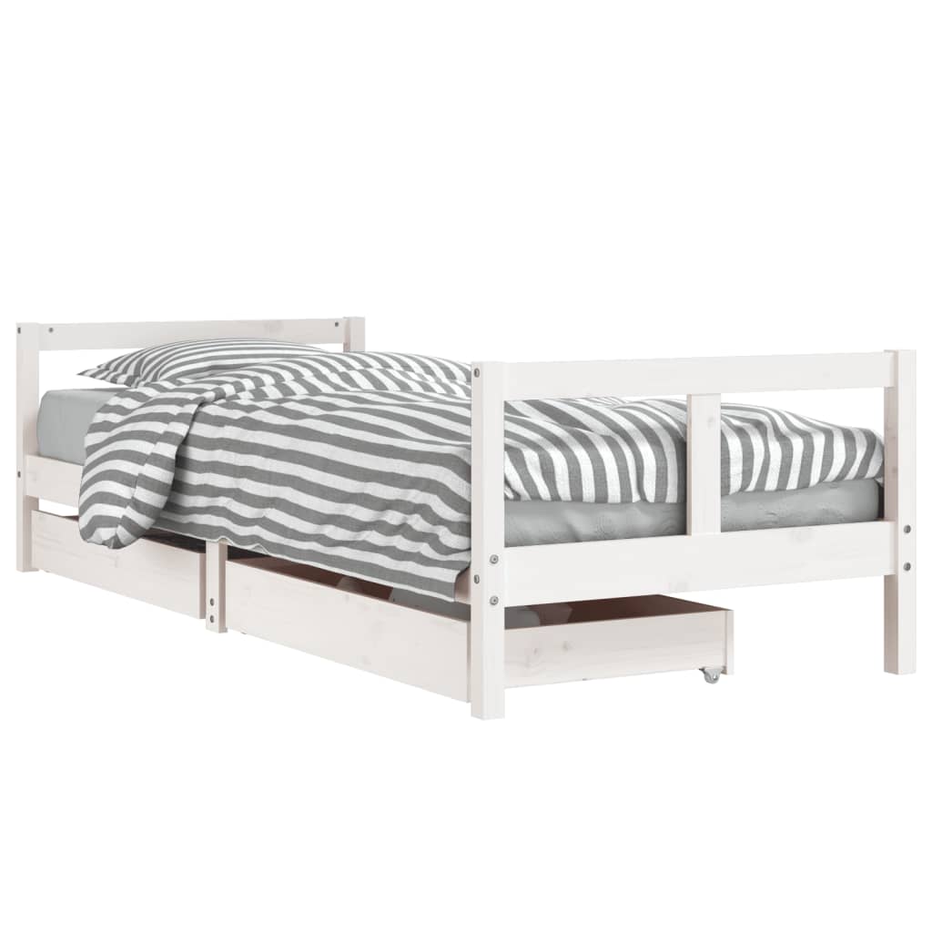 Cadre de lit enfant tiroirs blanc 80x200 cm bois de pin massif Lits bébés et enfants vidaXL   