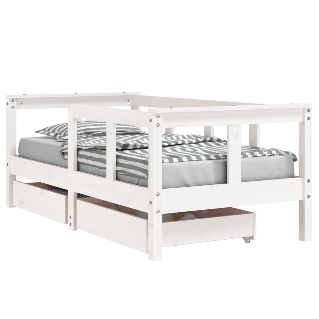Cadre de lit enfant tiroirs blanc 70x140 cm bois de pin massif Lits bébés et enfants vidaXL   