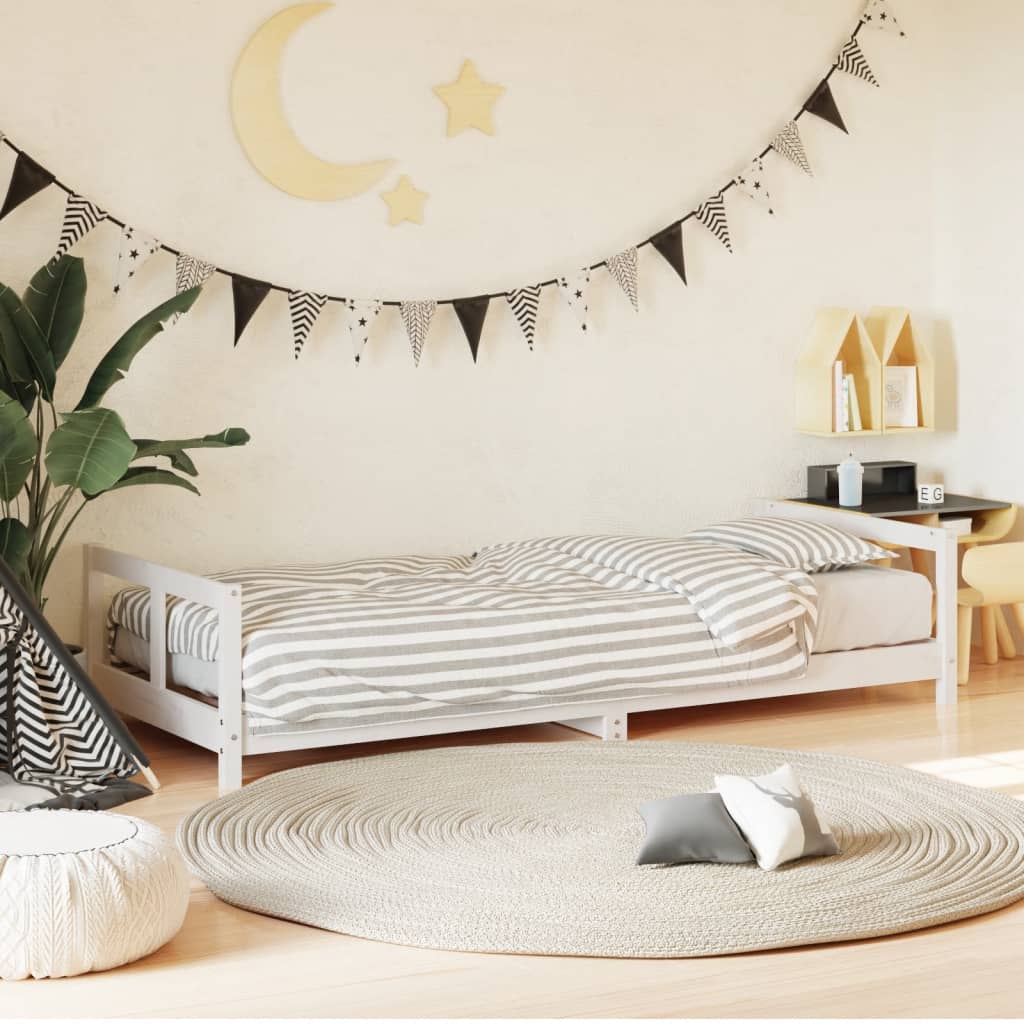 Cadre de lit pour enfants blanc 80x200 cm bois de pin massif Lits bébés et enfants vidaXL   