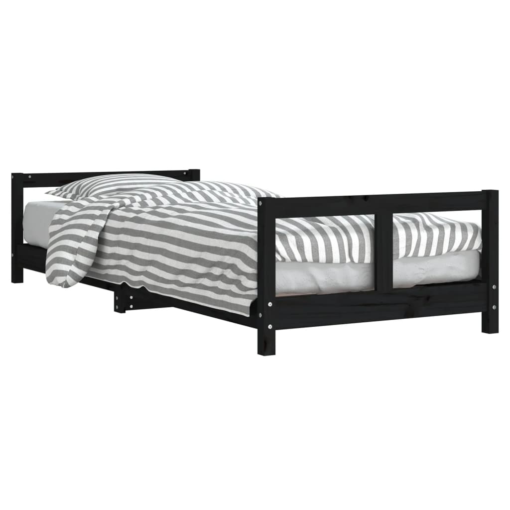 Cadre de lit pour enfants noir 80x200 cm bois de pin massif Lits bébés et enfants vidaXL   