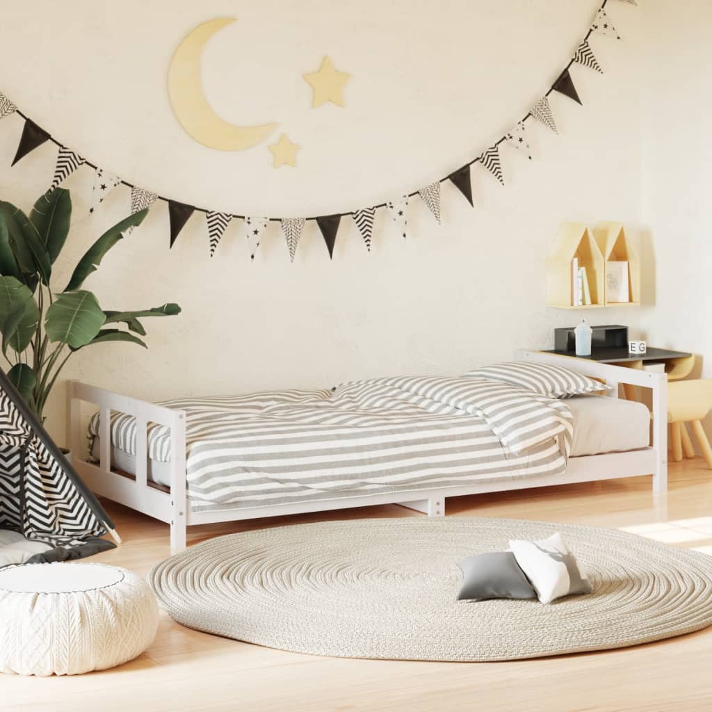 Cadre de lit pour enfants blanc 90x200 cm bois de pin massif Lits bébés et enfants vidaXL   
