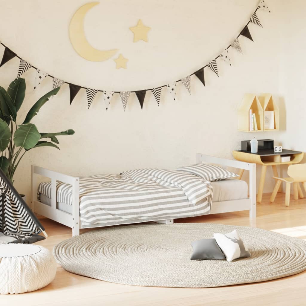 Cadre de lit pour enfant blanc 80x160 cm bois de pin massif Lits bébés et enfants vidaXL   