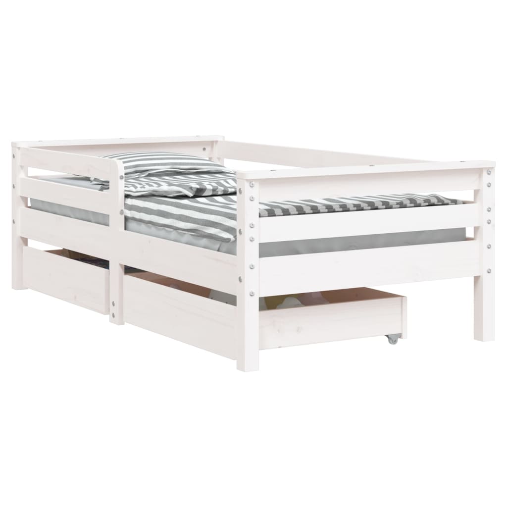 Cadre de lit enfant tiroirs blanc 70x140 cm bois de pin massif Lits bébés et enfants vidaXL   