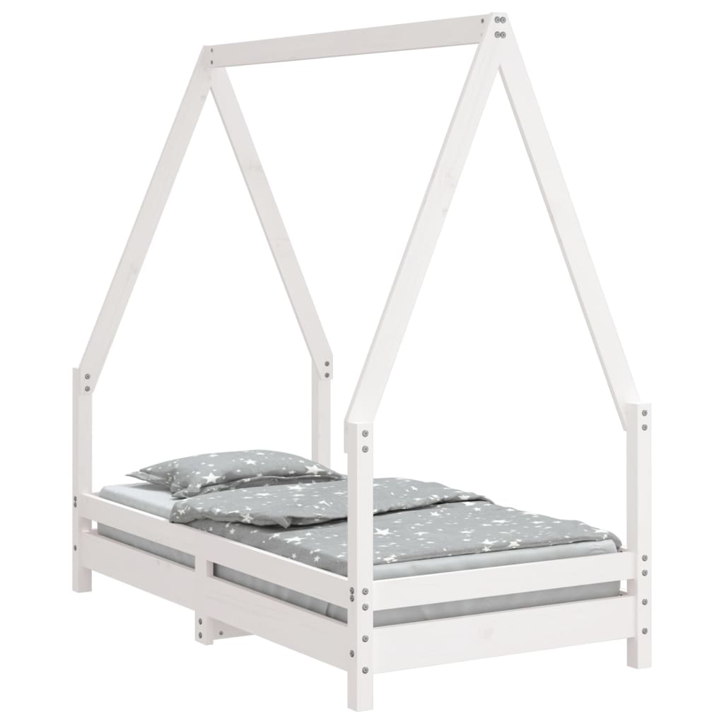 Cadre de lit pour enfant blanc 70x140 cm bois de pin massif Lits bébés et enfants vidaXL   