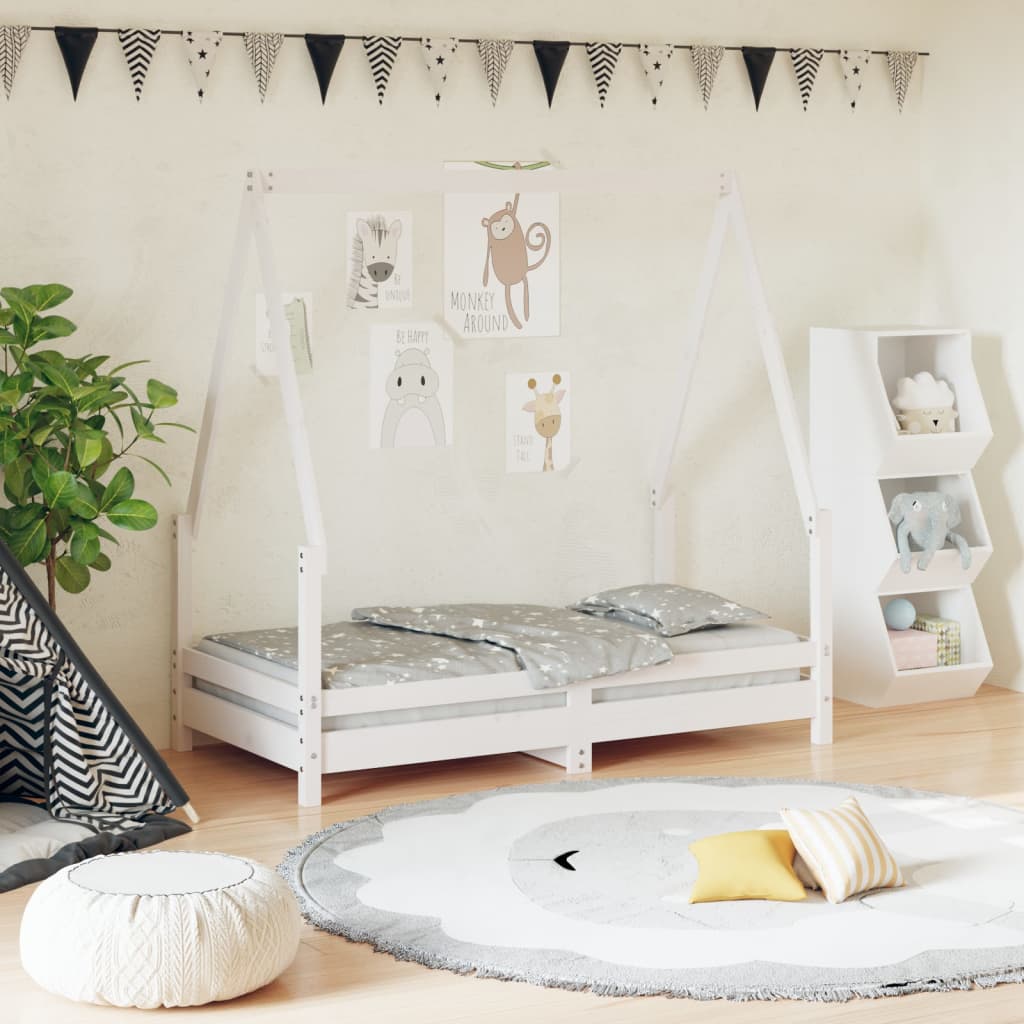 Cadre de lit pour enfant blanc 70x140 cm bois de pin massif Lits bébés et enfants vidaXL   