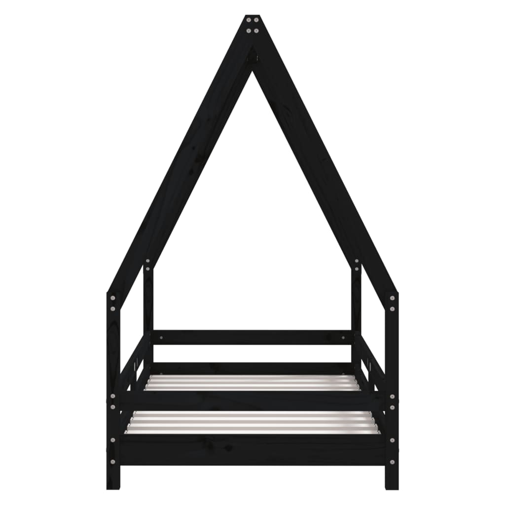 Cadre de lit pour enfant noir 80x160 cm bois de pin massif Lits bébés et enfants vidaXL   