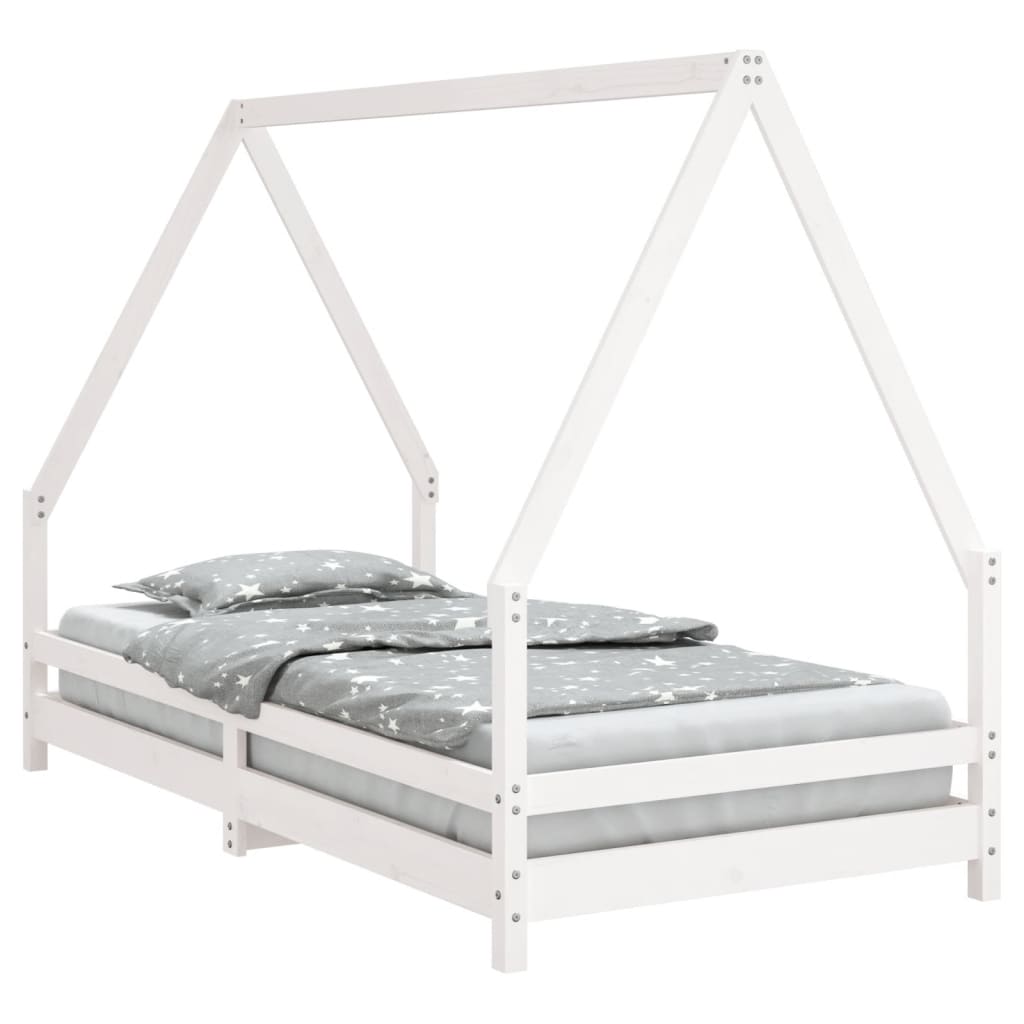 Cadre de lit pour enfants blanc 90x190 cm bois de pin massif Lits bébés et enfants vidaXL   