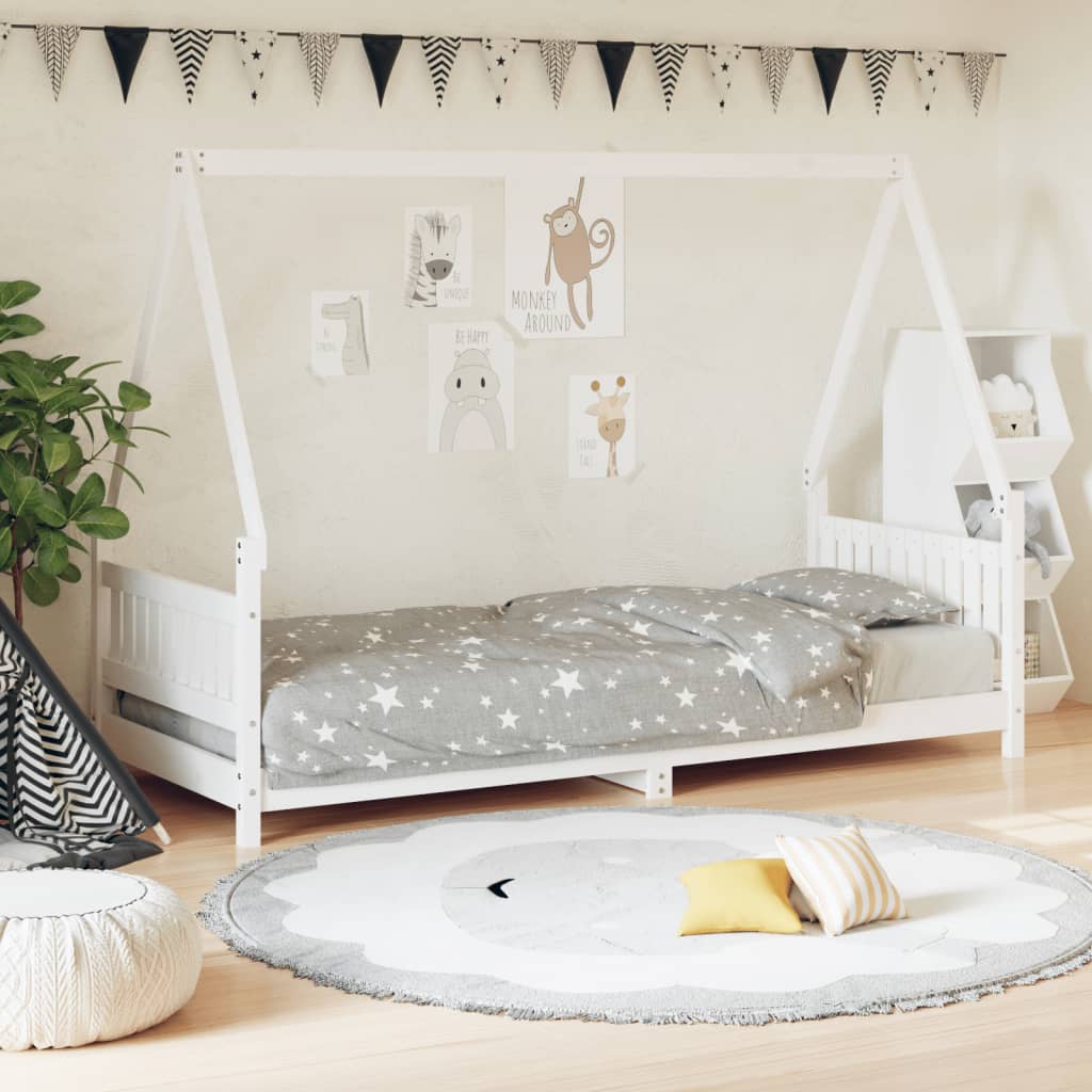 Cadre de lit pour enfants blanc 80x200 cm bois de pin massif Lits bébés et enfants vidaXL   