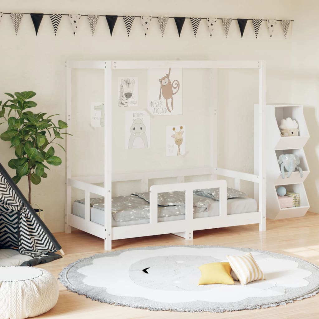 Cadre de lit pour enfant blanc 70x140 cm bois de pin massif Lits bébés et enfants vidaXL   