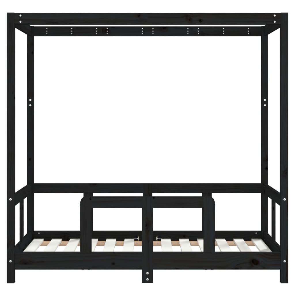 Cadre de lit pour enfant noir 70x140 cm bois de pin massif Lits bébés et enfants vidaXL   
