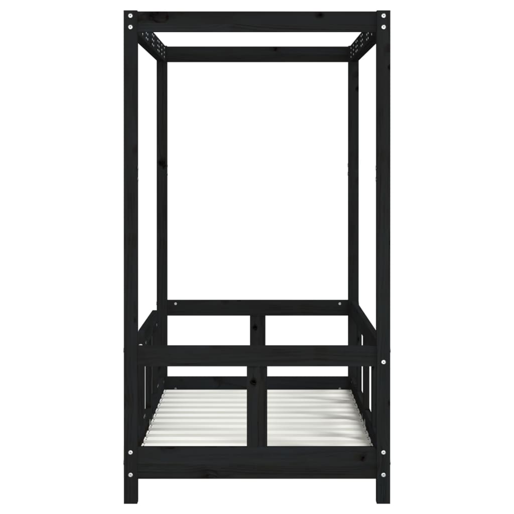 Cadre de lit pour enfant noir 70x140 cm bois de pin massif Lits bébés et enfants vidaXL   