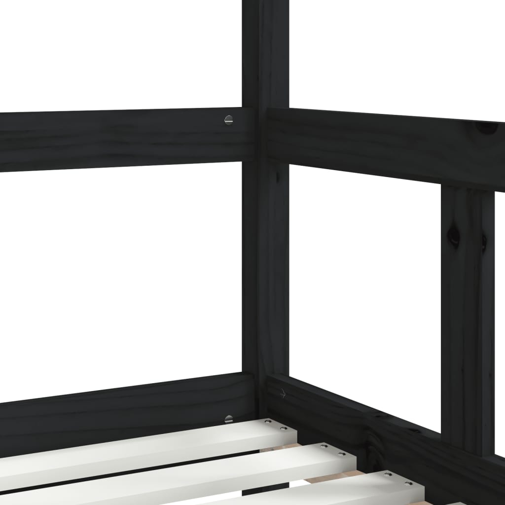Cadre de lit pour enfant noir 70x140 cm bois de pin massif Lits bébés et enfants vidaXL   