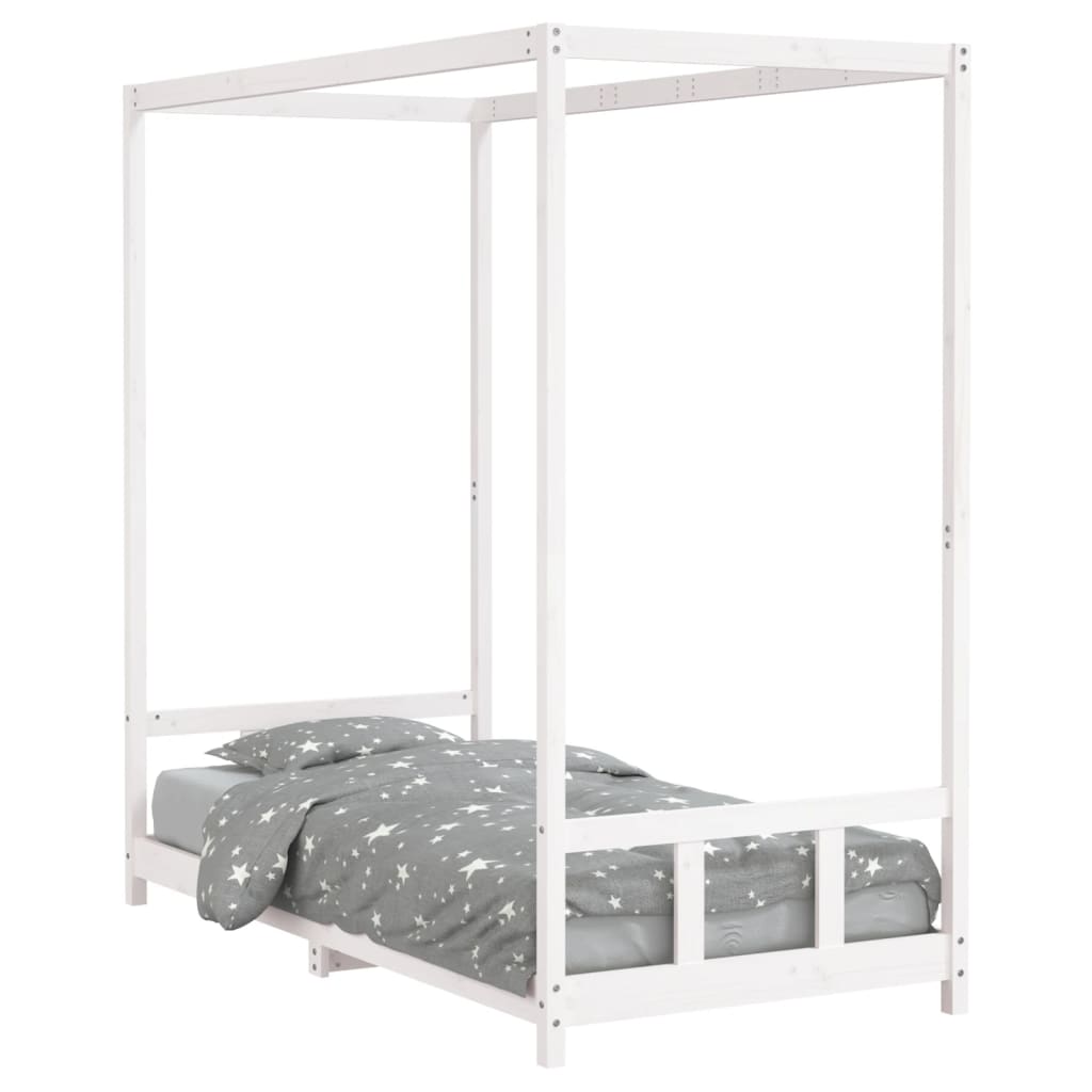 Cadre de lit pour enfants blanc 90x190 cm bois de pin massif Lits bébés et enfants vidaXL   