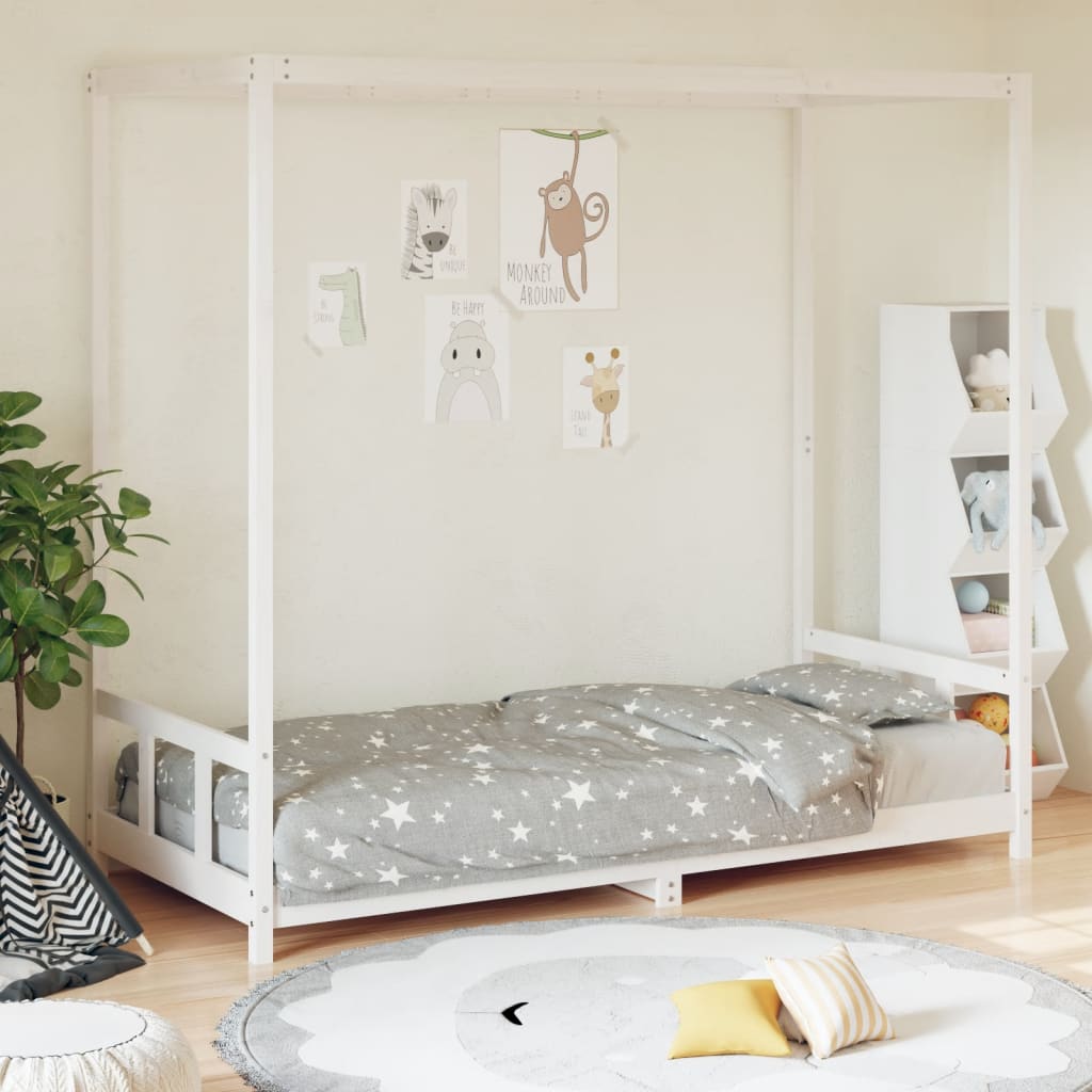 Cadre de lit pour enfants blanc 90x200 cm bois de pin massif Lits bébés et enfants vidaXL   